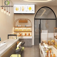 Comptoir de confiserie moderne Présentoir design en pierre Comptoir de bar Vitrine à pain en bois Présentoir design pour pâtisserie