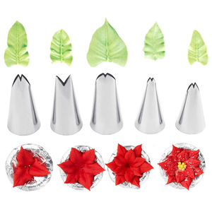 Leaf-Shaped Piping Tips 5-Piece Set Stainless Steel Reusable Cake Decorating Supplies - Product Image 4