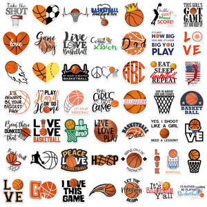 50pcs drôle <span class=keywords><strong>basket</strong></span>-ball autocollant autocollant étanche couleurs vives pour ordinateur portable ou voiture dessins animés grand public pour les fans de <span class=keywords><strong>basket</strong></span>-ball - Product Image 6