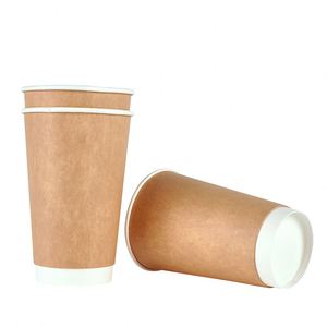 แก้วกาแฟกระดาษคราฟท์สองชั้นแบบขายส่ง แก้วกระดาษแบบใช้แล้วทิ้ง ป้องกันความร้อน สำหรับซื้อกลับบ้าน รับพิมพ์ลายตามสั่ง - Product Image 3