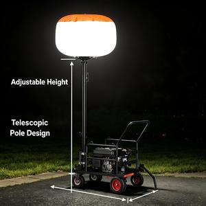 Tour d'éclairage LED portable à moteur diesel, lampe gonflable mobile, éclairage mobile, couvercle blanc et orange, chariot lumineux 500W - Product Image 5