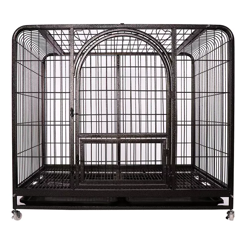 उच्च गुणवत्ता वाले स्टेनलेस स्टील धातु कुत्ते घर पिंजरे पालतू जानवर बड़े कुत्ते के लिए पहियों के साथ