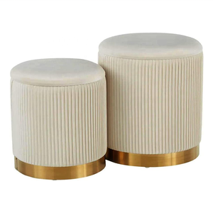 Pouf en tissu confortable, tabouret rembourré, mobilier de salon élégant, siège d'appoint pour la décoration de chambre et de salon - Product Image 1