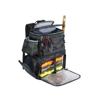 Sac à dos de pêche en nylon grande capacité avec fermeture éclair et porte-cannes, résistant à l'eau salée, certifié BSCI - Product Image 5