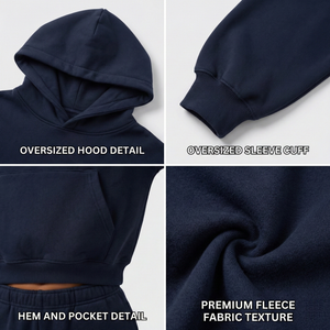 Ensemble deux pièces pour femme à prix abordable, personnalisable avec logo, comprenant un sweat à capuche oversize et un short, idéal pour l'été et l'automne, style streetwear décontracté. - Product Image 4