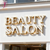 Enseigne extérieure personnalisée en lettres 3D LED avec garniture dorée miroir de luxe, logo LED mural pour devanture de magasin, lettres en relief