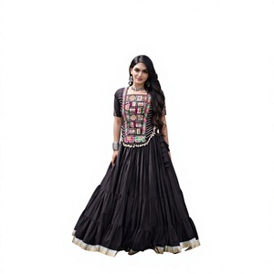 <b>Women</b> Traditional Indian Pakistani <b>Lehenga</b> Choli Embroidered Folklore Dress Ruffle Skirt for Wedding Party - Product Image 1