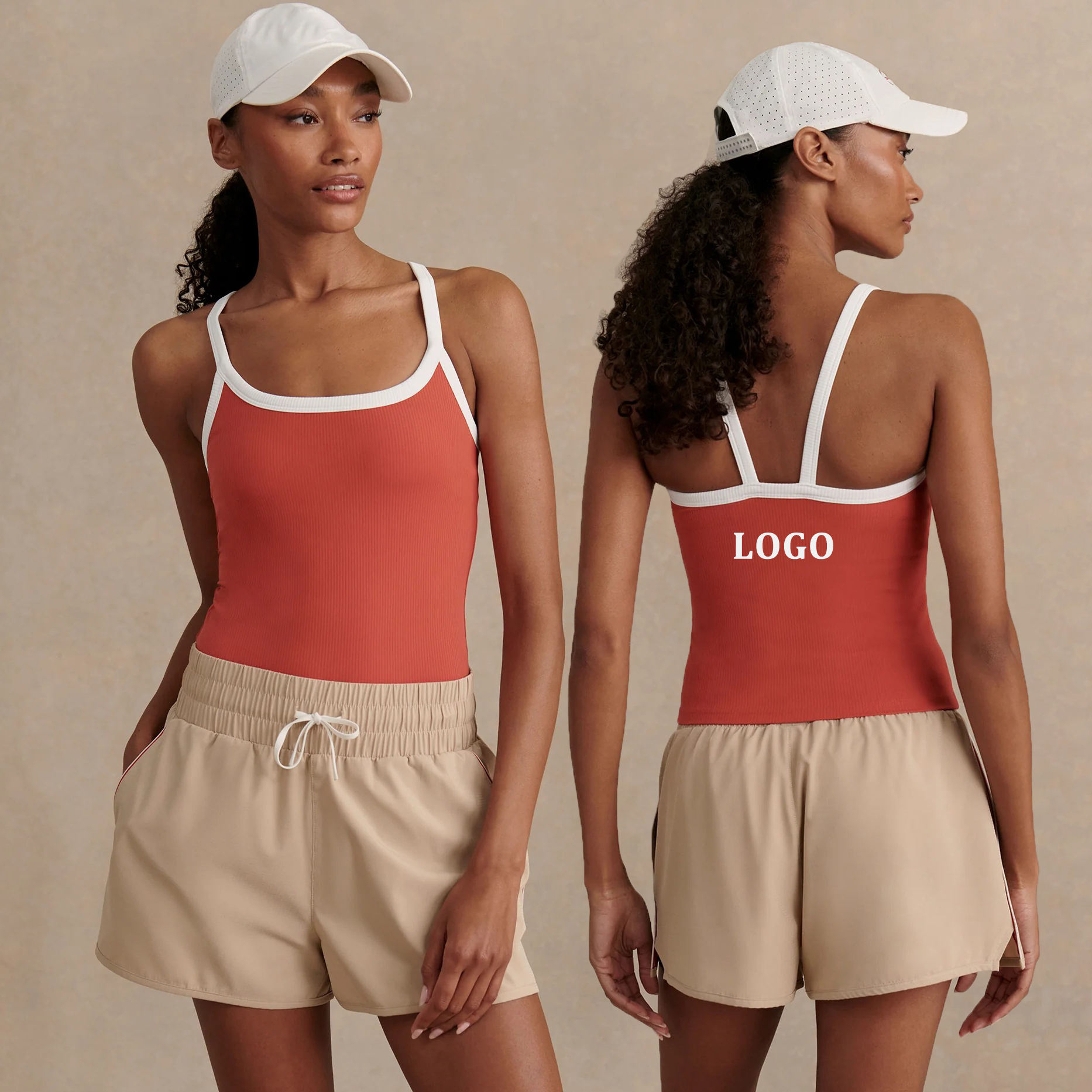 Custom Quick-Dry Yoga Bra Manufacturer Private Label Sports Slim-fitting Tank Breathable Stretch Contrast Color Gym Active Top