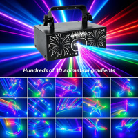 Projecteur laser d'animation RGB 2000mW DMX512 34 canaux, activé par le son, motifs de dessins animés/géométriques, lumières de fête pour