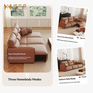 ספת מיטה חשמלית נפתחת, ריהוט לסלון קטן, ספת אוזני פיל מרופדת עור, מסגרת מעץ אורן, מילוי ספוג - Product Image 3