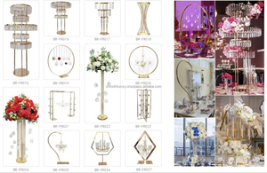 Smooth Factory Direct Supply Soporte de flores de cristal dorado Mesa de boda de lujo Centro de mesa Decoración Soporte de flores de metal - Product Image 5