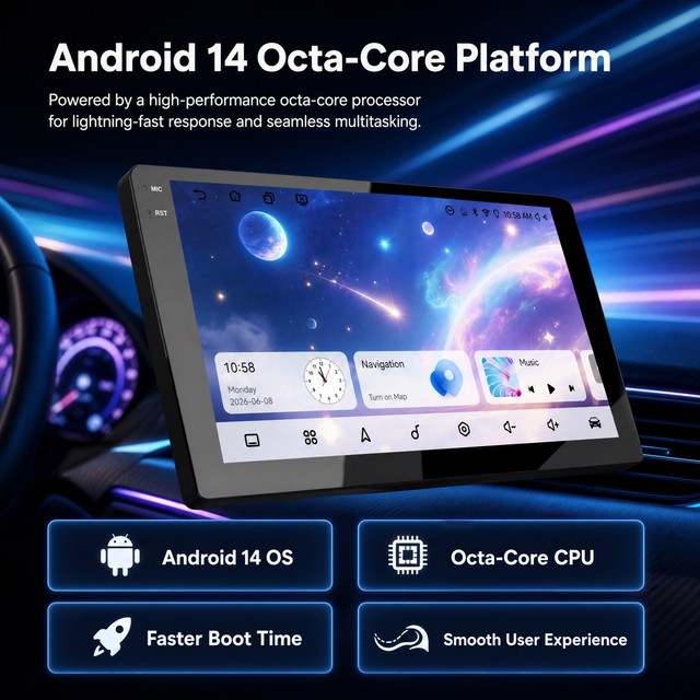 Factory Universal 9" Android 14 Wireless CarPlay Radio In-cell Screen Auto Car DSP Audio Stereo Head Unit for Multimedia System