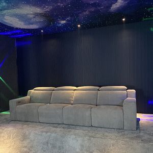 Tela 4 asientos de cine en casa sofá de teatro gris suave reclinable muebles de sala de estar eléctricos sofás reclinables asientos de teatro - Product Image 6