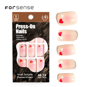 24 piezas Instagram amor corazones ancho cuadrado Prensa en <span class=keywords><strong>uñas</strong></span> Etiqueta Privada <span class=keywords><strong>uñas</strong></span> postizas con corazones estética <span class=keywords><strong>Rosa</strong></span> <span class=keywords><strong>uñas</strong></span> postizas naturales - Product Image 1