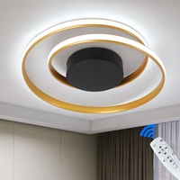 Lampu Plafon LED Bulat Modern CCT Akrilik Besi yang Dapat Disesuaikan dengan Remote Control untuk Rumah dan Kantor