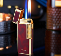Briquet torche Jet double flamme bleue puissante coupe-vent au butane en métal portable moderne pour cigares et cigarettes 2
