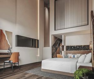Escritorios de trabajo personalizables para habitaciones de huéspedes de hotel, soluciones de muebles ergonómicos de tela para alojamiento de viajeros de negocios - Product Image 6
