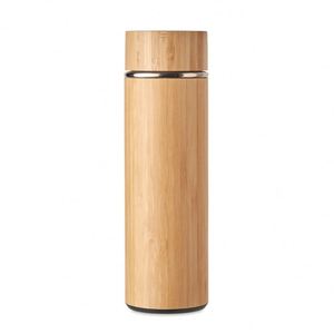 <b>Hot</b> Sales 400ml Bamboo Double-Wall Vacuum <b>Flask</b> Water Bottle Customized Logo Stainless Steel Thermal Insulated Portable - Product Image 4