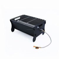 Brasero portable sans fumée au gaz noir avec brûleur BBQ pour camping en plein air, patio, pique-nique