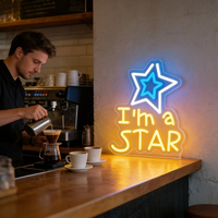 Neonawall Enseigne néon LED « I'M a STAR » pour créateurs de contenu et streamers, avec design étoile, pour la décoration de salle de streaming