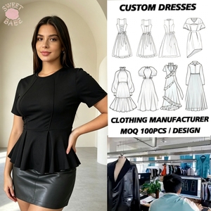 Chemisier Peplum Tendance Grande Taille, Col Rond, Manches Courtes, Coupe Ajustée, Ourlet Évasé, Taille Cintrée, Élégant et Flatteur - Product Image 1