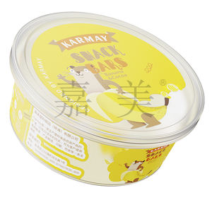 Pot de stockage en plastique de bonbons cadeau transparent avec couvercle 500g couleur personnalisée ronde - Product Image 2