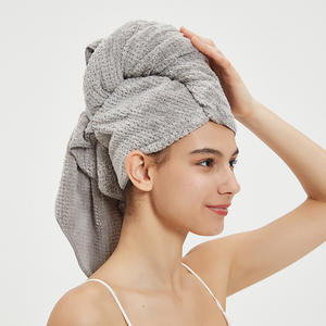 Grande serviette de bain en <span class=keywords><strong>microfibre</strong></span> avec logo personnalisé pour femmes serviette turbans <span class=keywords><strong>anti</strong></span>-frisottis à séchage rapide avec sangle élastique pour cheveux mouillés - Product Image 2