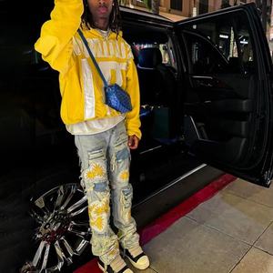 New Design <b>Jeans</b> Ripped Dirty Wash Destroy Ripped Distressed Patch Custom <b>Jeans</b> for Men - Product Image 2