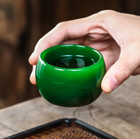 Imperial Grüne Jade-Textur Glas-Teetasse 50ml Hitzebeständiger Kung-Fu-Verkostungsbecher für Teezeremonie Espresso-Shot