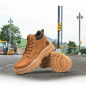 Bottes de sécurité en cuir véritable à tige haute avec embout en acier - Antidérapantes, anti-chocs, anti-perforation, résistantes à l'usure, bottes de travail d'usine - Product Image 3