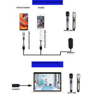 Condensateur de système de microphone numérique USB sans fil professionnel Microphone d'écho de karaoké vocal de poche Style professionnel - Product Image 2
