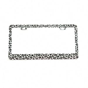 Venta Directa de Fábrica, Marco para Matrícula de Coche Personalizado con Estampado de Leopardo Blanco, con Orificios en Ambos Lados, para Hombre y Mujer - Product Image 1
