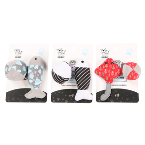 Manufacturer Wholesale Three Pattern Black Blue Red Plush <b>Fish</b> Ball Cat <b>Toys</b> Set - Product Image 6