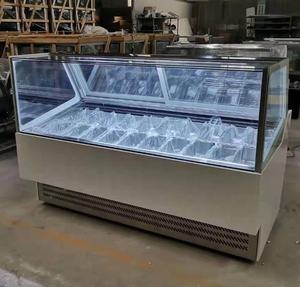 Congelador Exhibidor de Helados con Diseño OEM, Vidrio Cuadrado, Base de Acero Pintado o Mármol, Congelación Continua para Gelato - Product Image 2