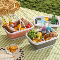 Panier de rangement pliable en plastique PP écologique pour le camping en plein air, panier de pique-nique portable, multifonctionnel, télescopique, moderne et simple