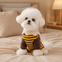 Vêtements pour chiens à quatre pattes à imprimé abeille rayé, vêtements doux et chauds pour protéger le ventre, tenues d'automne et d'hiver pour petits chiens et chats