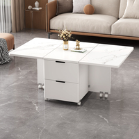 Nouveau design petite table d'appoint pliante multifonctionnelle pour la maison table basse à manger en bois mobile roues de meubles de maison