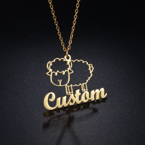 <span class=keywords><strong>Collier</strong></span> en acier inoxydable personnalisé <span class=keywords><strong>avec</strong></span> <span class=keywords><strong>image</strong></span> d'animal de dessin animé et pendentif peint à la main, chaîne à maillons – Cadeau tendance - Product Image 1