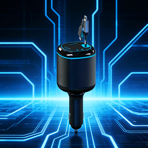 Caricabatterie <span class=keywords><strong>Auto</strong></span> Retrattile 4-in-1 con Ricarica Rapida, Multiporta Universale con Cavo Type-C/<span class=keywords><strong>iPhone</strong></span> e Display Digitale - Product Image 1