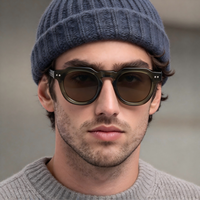 Lunettes de soleil en acétate translucide polies à la main pour hommes, montures carrées rétro, verres polarisés TAC dégradés, lunettes de mode, vente en gros