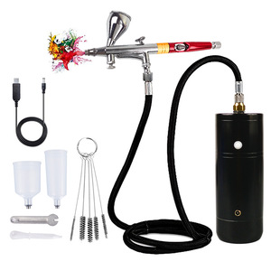 Ensemble d'aérographes électriques avec pompe à air, alimentation par gravité, double action, vitesse réglable, portable, pour travaux d'art, peinture de modèles, alimenté par USB - Product Image 1