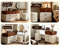 Table de toilette en bois massif, style moderne minimaliste, avec éclairage d'ambiance et rangement intégré pour chambre à coucher