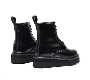 Bottes mi-mollet à plateforme pour femmes, grande taille, en <span class=keywords><strong>cuir</strong></span> de vache véritable, chaussures épaisses pour femmes, bottines mi-mollet style universitaire - Product Image 6