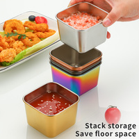Mini bol à tremper carré de luxe personnalisé SUS 304 plat de service or durable pour hôtel restaurant sauce salade
