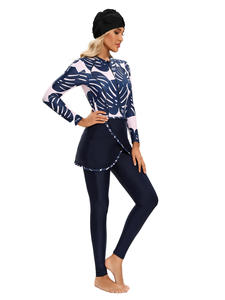 SIPO Modest Long Sleeve Pants With Short <b>Skirts</b> Hat 4 Piece Muslim Women Swimwear Muslim Burkini - Product Image 2