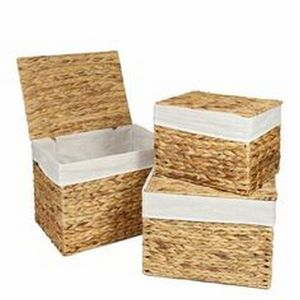 Wholesale <b>Rectangular</b> Seagrass Water Hyacinth <b>Storage</b> <b>Basket</b> With Liner Modern Industrial Shoe Organizer Vietnam Manufacturer - Product Image 6