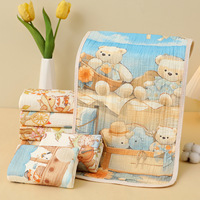Serviette pour enfants, style européen-américain, écologique, pur coton, gaze à quatre couches, imprimé de dessins animés, serviette pour le visage, petite