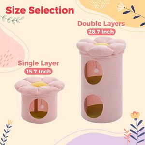 Cute 2 Level <strong>Cat</strong> Tree Tower House <strong>Cat</strong> Cave Condo Beds with Removeable Flower Bed <strong>Hideaway</strong> for Indoor <strong>Cats</strong> - Product Image 5