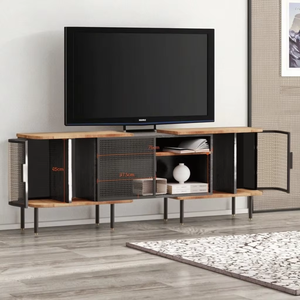 Moderno lusso <span class=keywords><strong>TV</strong></span> Stand per la casa soggiorno mobili in ferro bordo ad arco <span class=keywords><strong>Art</strong></span> Design con pannello regolabile in legno armadio di stoccaggio - Product Image 1