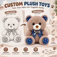 En gros Ours en peluche doux taupe avec oreilles à imprimé irisé, nœud argenté et clochette, cadeau